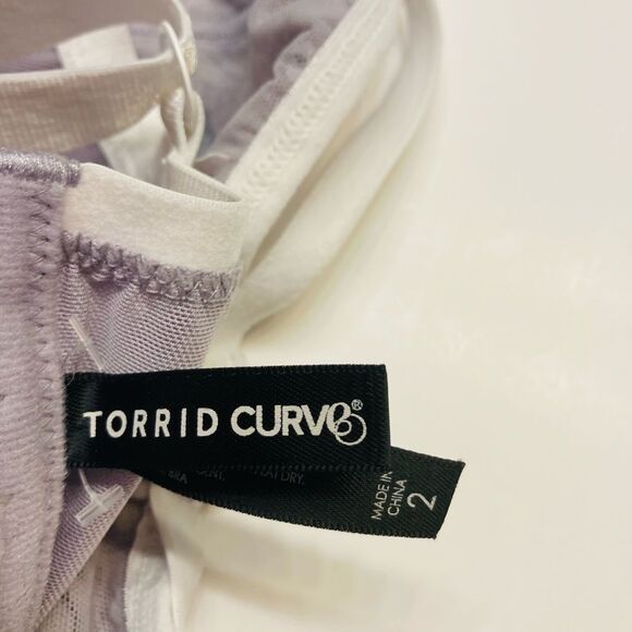 Torrid Mesh Floral Longline‎ Unlined Underwire Bralette Bra Size 2 2X White Gray - Picture 5 of 6